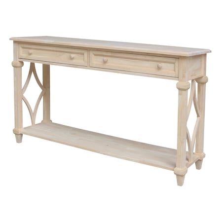 International Concepts Rectangle Josephine Solid Wood Console/Sofa Table with Shelf and 2 Drawers -, 64 in W, 18 in L OT-19S